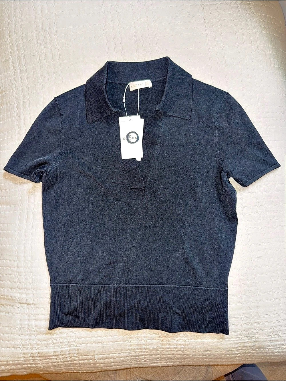 Kookai Mayfair Polo Top Short Sleeve Black
